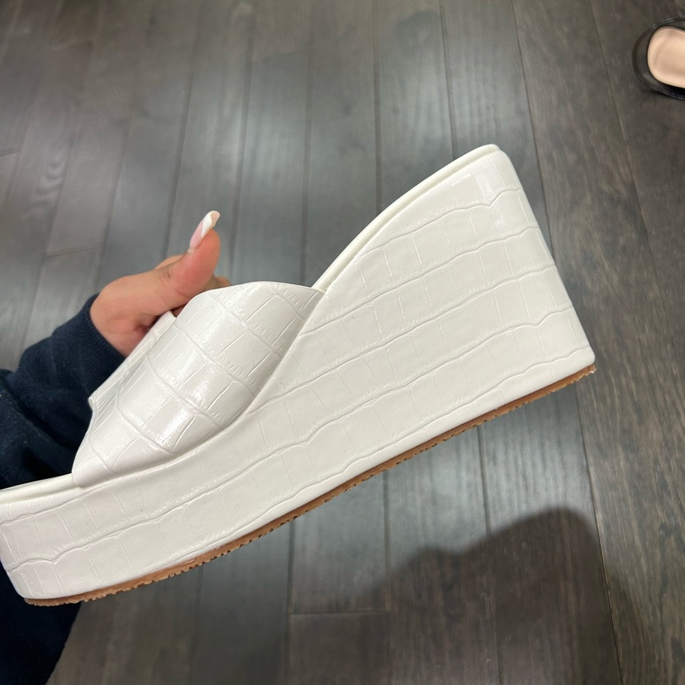 White Platform Slide Sandals - Picture 3 of 4
